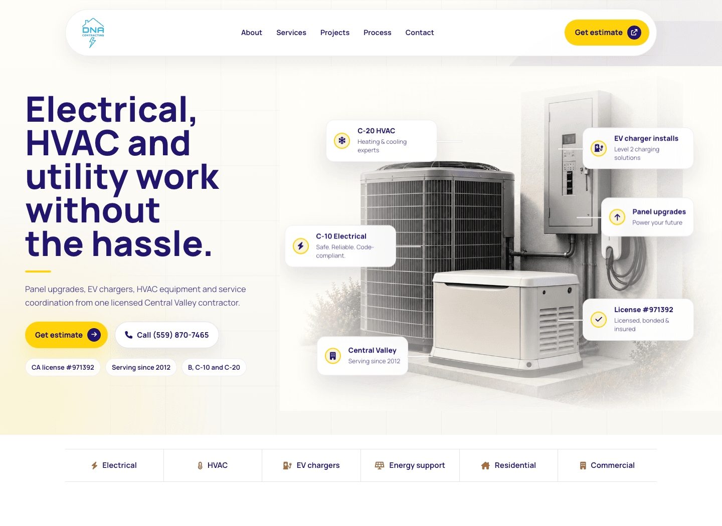 DNA Contracting website screenshot