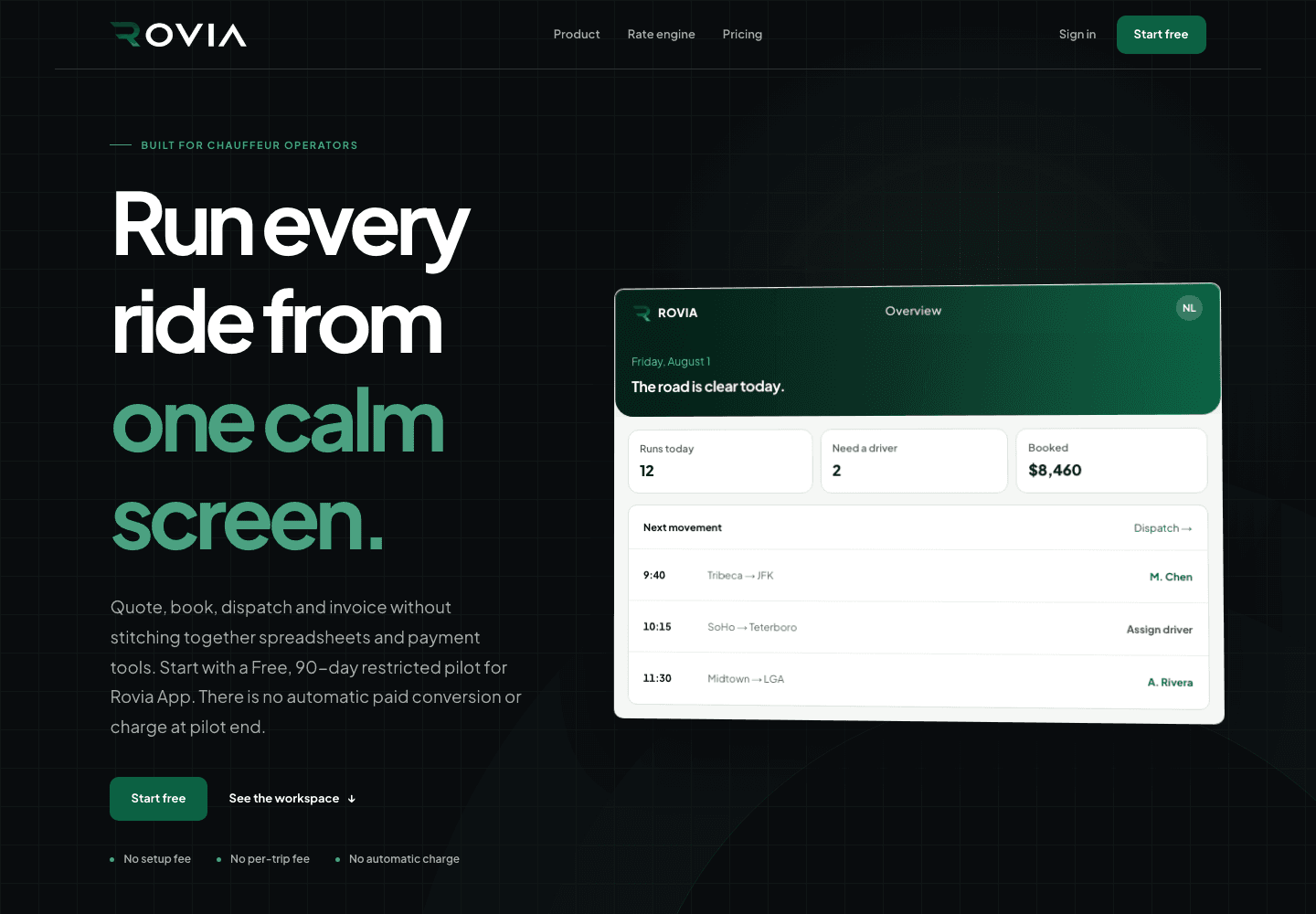 Rovia App website preview